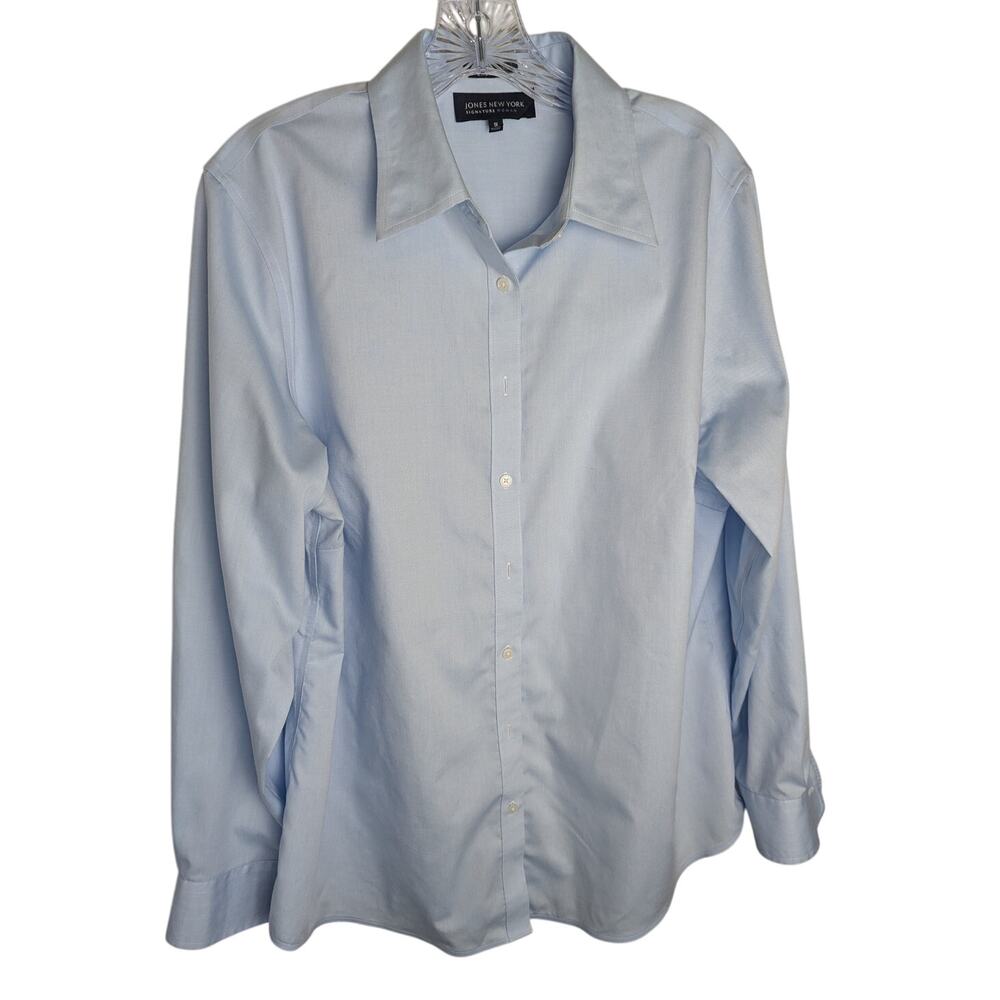 Jones NY women's Sz 1X Button up blouse Bust 45" CB 27" Sleeves 24"100% cotton